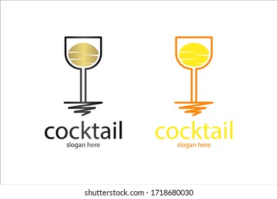 Unique cocktail logo concept vector