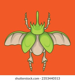 Unique coconut beetle logo mascot character design