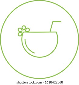 Unique Coconut Drink Vector Line Icon
