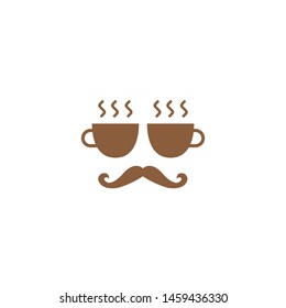 the unique coffee logo design combined with glasses is changed to a cup and below it is given a mustache like a man