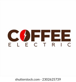 Unique coffee logo design with thunderbolt symbol.