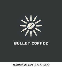 Unique Coffee logo template with Coffee bean and bullets vector object for logo mark, icon or badge Design. Luxury style illustration. Bullet Coffee