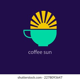 Unique coffee rising sun logo. Modern design color. Logo template for cafe, business and more. vector.