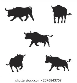 Unique Collection of Bull Silhouettes