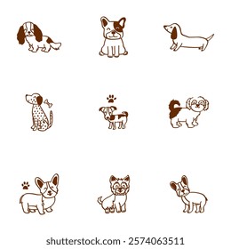 A unique collection of hand drawn dog icons an elegant touch for pet care branding	
