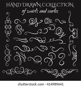 Unique collection of hand drawn swirls and curles. Unique romantic design element for wedding cards, in invitations , save the date cards , poster and  banner