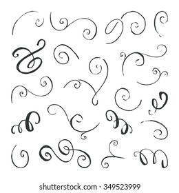 Unique collection of handdrawn swirls and curles. Unique romantic design element for wedding cards, in invitations and save the date cards.