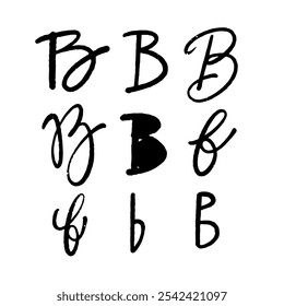 A unique collection showcasing diverse stylish typography designs prominently featuring the letter B