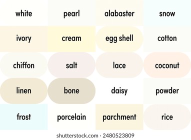 Nombres de color únicos para el blanco