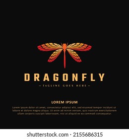 Unique colored illustration of the dragonfly. Rare dragonfly logo, colorful dragonfly animal emblem idea vector logos template.