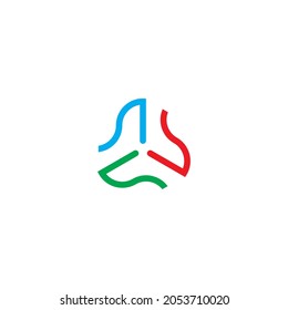 unique colored triangle simple symbol logo vector 