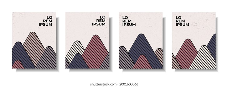 Unique colorful abstract mountain background cover. Book cover with mountain outline. Mountain with unique line style for poster, print, cover, wallpaper, etc