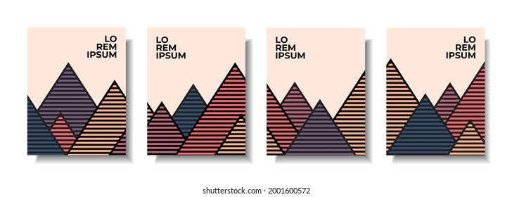 Única colorida cubierta abstracta de fondo de montaña. Cubierta del libro con contorno de montaña. Montaña con estilo de línea único para afiches, impresiones, cubiertas, papel pintado, etc
