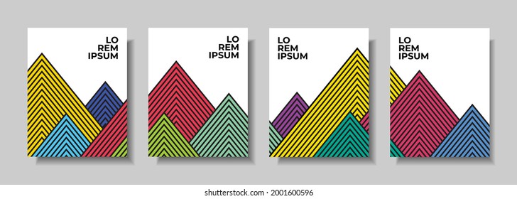 Unique colorful abstract mountain background cover. Book cover with mountain outline.Mountain with unique line style for poster, print, cover, wallpaper, etc