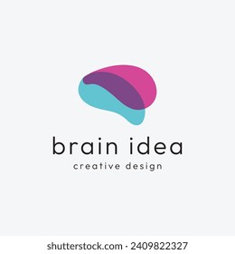 diseño único y colorido del logo del cerebro con ideas creativas.