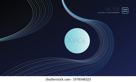 Unique colorful dark blue color line art. modern vector background with dynamic wave lines