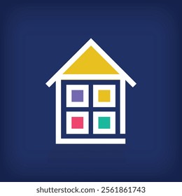 Unique colorful ethnic building sign logo design. Culture and corporate identity template geometric style.