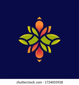 Unique colorful Floral leaf logo design vector illustration 