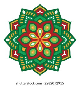 Unique colorful flower mandala template.