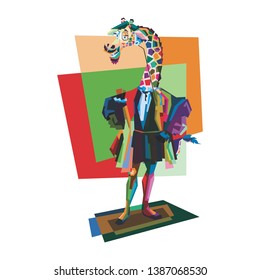 unique colorful giraffe WPAP illustration