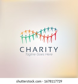 Unique Colorful Infinity Charity Logo with humans in circle for Youth Social Activities Logo Template for Your Company, Business, Association, Community, Organization