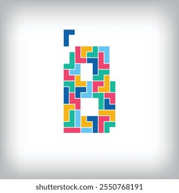 Einzigartiger bunter Buchstabe B fallender Pixelstil. Bearbeitbares Vektordesign. Alphabete sind miteinander verwandt.
