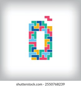 Unique colorful letter O falling pixel style. Editable vector design. Alphabets are related to each other.