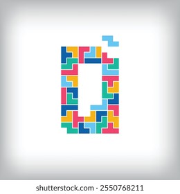 Unique colorful letter Q falling pixel style. Editable vector design. Alphabets are related to each other.