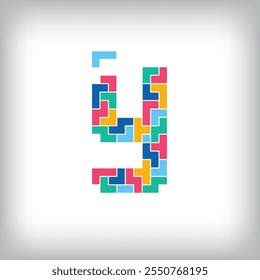 Unique colorful letter Y falling pixel style. Editable vector design. Alphabets are related to each other.