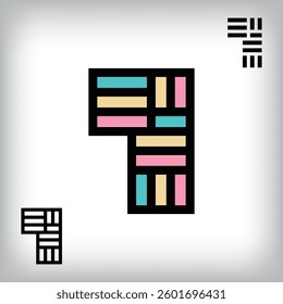 Unique colorful retro 1 letter design. Cutting-edge technology blends with retro aesthetics in this inspirational installation.