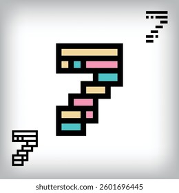 Unique colorful retro 7 letter design. Cutting-edge technology blends with retro aesthetics in this inspirational installation.