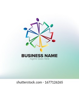 Unique Colorful six humans icon with circle form for Youth Social Activities Logo Template for Your Company, Business, Association, Community, Organization