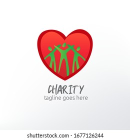 Único tres ícono humano colorido en forma de amor o corazón para actividades sociales juveniles Plantilla de logotipo para su empresa, empresa, asociación, comunidad, organización