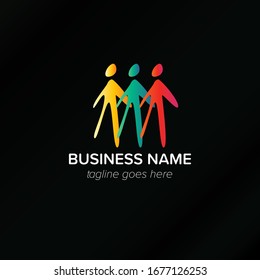 Unique Colorful three human icon with one star for Youth Social Activities Logo Template for Your Company, Business, Association, Community, Organization