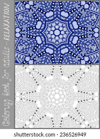 unique coloring book page for adults - flower paisley design, joy to older children and adult colorists, who like line art and creation, vector illustration