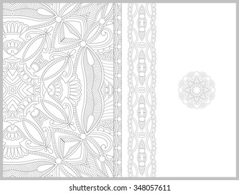 unique coloring book page for adults - flower paisley design, joy to older children and adult colorists, who like line art and creation, vector illustration