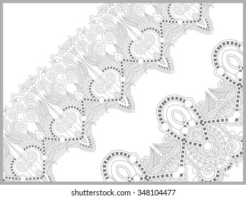 unique coloring book page for adults - flower paisley design, joy to older children and adult colorists, who like line art and creation, vector illustration