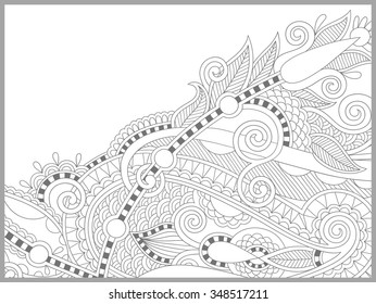 unique coloring book page for adults - flower paisley design, joy to older children and adult colorists, who like line art and creation, vector illustration