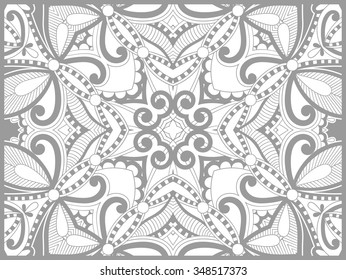 unique coloring book page for adults - flower paisley design, joy to older children and adult colorists, who like line art and creation, vector illustration