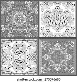 unique coloring book square page for adults - floral authentic carpet design, joy to older children and adult colorists, who like line art and creation, vector illustration