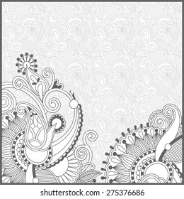 unique coloring book square page for adults - floral authentic carpet design, joy to older children and adult colorists, who like line art and creation, vector illustration