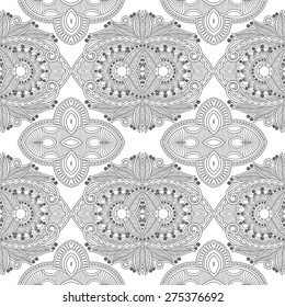 unique coloring book square page for adults - floral authentic carpet design, joy to older children and adult colorists, who like line art and creation, vector illustration