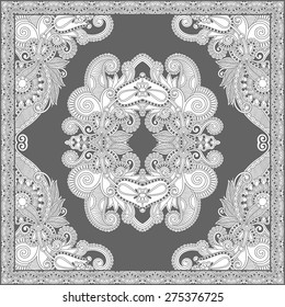 unique coloring book square page for adults - floral authentic carpet design, joy to older children and adult colorists, who like line art and creation, vector illustration