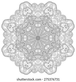 unique coloring book square page for adults - floral authentic carpet design, joy to older children and adult colorists, who like line art and creation, vector illustration