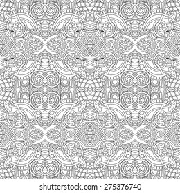 unique coloring book square page for adults - floral authentic carpet design, joy to older children and adult colorists, who like line art and creation, vector illustration