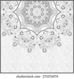unique coloring book square page for adults - floral authentic carpet design, joy to older children and adult colorists, who like line art and creation, vector illustration