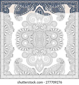 unique coloring book square page for adults - floral authentic carpet design, joy to older children and adult colorists, who like line art and creation, vector illustration