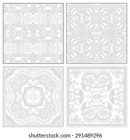 unique coloring book square page set for adults - floral authentic carpet design, joy to older children and adult colorists, who like line art and creation, vector illustration