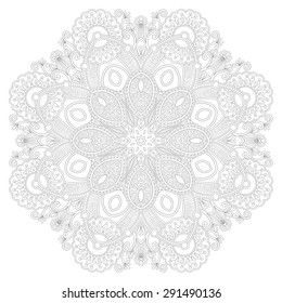 unique coloring book square page for adults - floral authentic carpet design, joy to older children and adult colorists, who like line art and creation, vector illustration