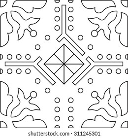 Unique coloring book square page for adults - seamless pattern tile design, joy to older children and adult colorists, who like line art and creation, vector illustration